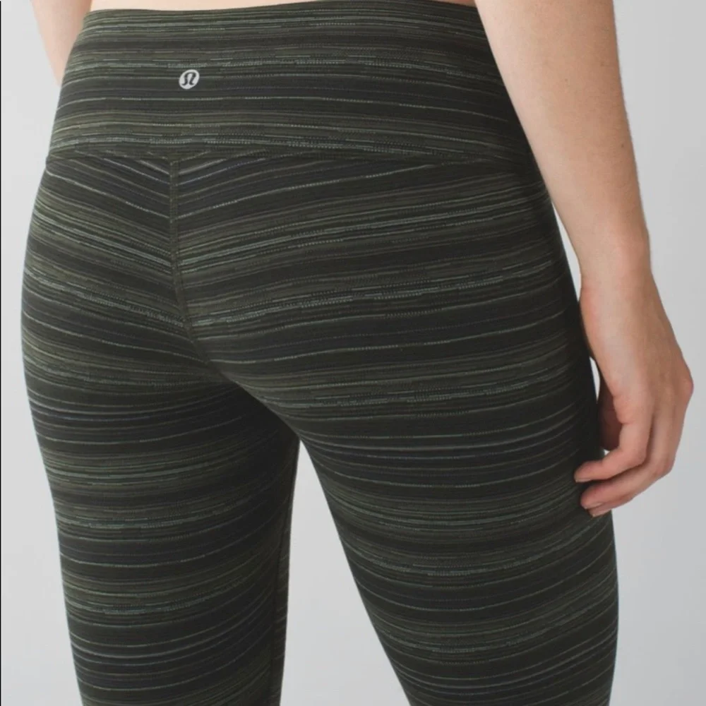 Lululemon Wunder Under Leggings Green Stripe 6 - Picture 6 of 7
